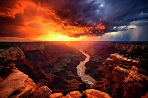 Ai Generated Prints: Sunset over Grand Canyon. (AI Generated)