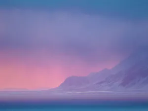 Spitzbergen Prints: Sunset over the Isfjorden during winter on the island of Spitsbergen in the Svalbard Archipelago