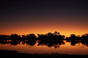 Queensland Prints: Sunset at The Lake camp, Lake Houdraman, Quilpie, Queensland, Australia