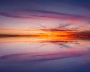 Central Florida Prints: Sunset mirror reflection on Harney Lake at sunset, Florida