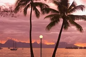 Sunset over Moorea from Sofitel Maeva Beach Resort (near where famous painter Paul