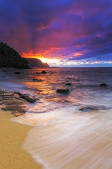 Majestic Prints: Sunset over the Na Pali Coast from Hideaways Beach, Princeville, Kauai, Hawaii USA