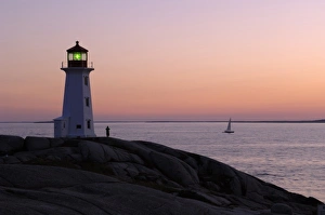 Keith And Rebecca Snell Prints: Sunset at Peggys Point Lighthouse, Peggys Cove, Nova Scotia, Canada