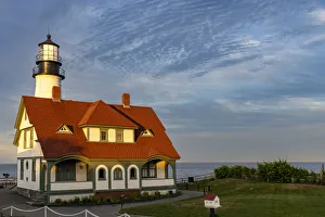 Sunset at Portland Head Lighthouse in Portland, Maine, USA