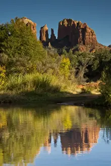 Crescent Moon Prints: sunset; reflections; Oak Crek; Cathedral Rock; Red Rock Crossing; Crescent Moon Recreation