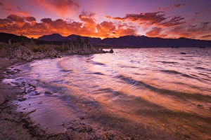 Edge Prints: Sunset over the Sierra Nevada from Mono Lake, Mono Basin National Scenic Area, California