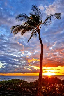 Maui Prints: Sunset on Wailea Beach, Maui, Hawaii, USA
