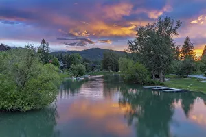 Whitefish Prints: Sunset on Whitefish River in Whitefish, Montana, USA