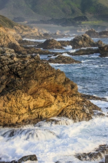 Foam Prints: Surf moves on rock. Garrapata State Beach, Big Sur, California Pacific Coast. US