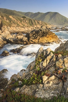 Foam Prints: Surf on rocks. Garrapata State Beach, Big Sur, California Pacific Coast. US