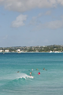 Images Dated 10th February 2011: Surfers at Enterprise Point Barbados, Caribbean