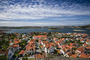 Bohuslan Prints: Sweden, Bohuslan, Fjallbacka, elevated town view from the Vetteberget cliff