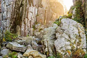 Danger Prints: Sweden, Bohuslan Province. Path through wedged rocks near Uddevalla