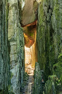 Images Dated 15th March 2019: Sweden, Bohuslan Province. Path through wedged rocks near Uddevalla