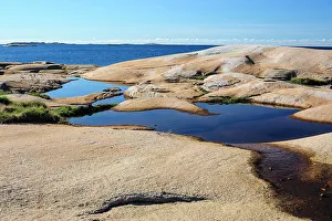 Fredrik Norrsell Prints: Sweden, Bohuslan, Ramsviklandet Nature Preserve. Polished rock slabs along the coast