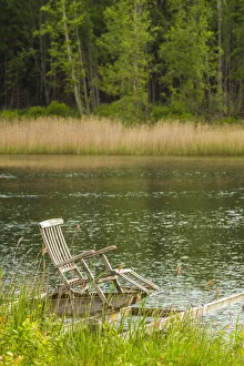 Europe Prints: Sweden, Bohuslan, Salto Island, wooden chair