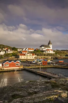 Bohuslan Prints: Sweden, Bohuslan, Tjorn Island, Skarhamn, town skyline with Skarhamn church