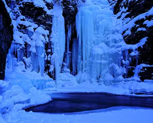 Sweden, Norrbotten, Abisko. Icefall in Abisko Canyon