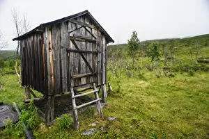 Storage Prints: Sweden, Norrbotten. A traditional storage hut next to Snurijokkatan
