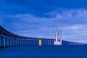 Cable Prints: Sweden, Scania, Malmo, Oresund Bridge, longest cable-tied bridge in Europe