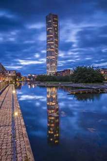 Skane Prints: Sweden, Scania, Malmo, Turning Torso building, designed by architect Santiago Calatrava