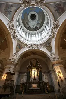 Nordic Prints: Sweden. Stockholm. The 1731 altarpiece of Baroque style Gustaf Vasa Kyrka (Gustaf