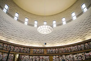 Library Prints: Sweden, Stockholm, City Library, circular interior by architect Erik Gunnar Asplund