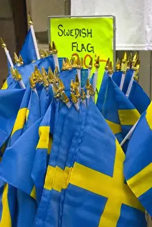 Swedish Prints: Sweden, Stockholm, Gamla Stan. Swedish flag souvenirs