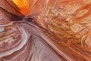 Images Dated 27th April 2015: Swirling sandstone at The Wave in the Vermillion Cliffs Wilderness, Arizona, USA
