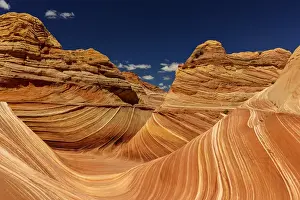 Images Dated 27th April 2015: Swirling sandstone of The Wave in the Vermillion Cliffs Wilderness, Arizona, USA