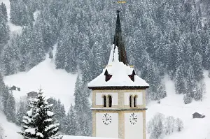 Extreme Terrain Prints: SWITZERLAND-Bern-GRINDELWALD: Town Church / Winter
