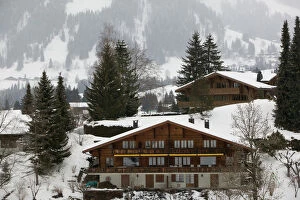 SWITZERLAND-Bern-GSTAAD: Ski Chalet Details / Winter