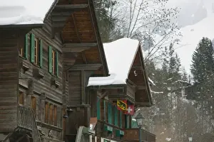 Ski Town Prints: SWITZERLAND-Bern-GSTaD: Ski Chalet Details / Winter