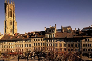 Domicile Prints: Switzerland, Fribourg. Cathedral St. Nicholas and Place de Notre Dame