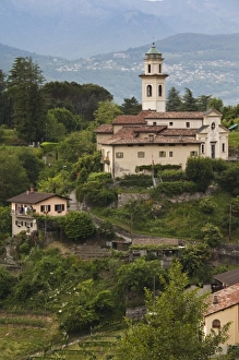 Ticino Canton Prints: Switzerland, Ticino Canton, Carabbia. Town church