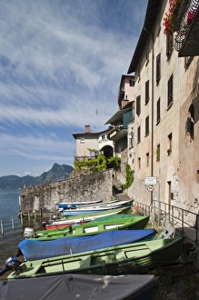 Lakefront Prints: Switzerland, Ticino Canton, Gandria. Lakefront buildings
