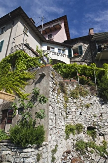 Switzerland, Ticino Canton, Gandria. Lakefront buildings
