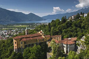 Images Dated 31st May 2009: SWITZERLAND, Ticino Canton, Locarno. Madonna del Sasso church and Lake Maggiore