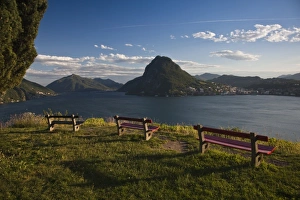 Images Dated 29th May 2009: Switzerland, Ticino Canton, Lugano. Parco San Michele and view towards Monte San Salvador