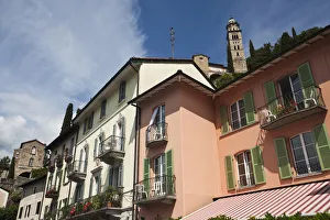 Images Dated 30th May 2009: SWITZERLAND, Ticino Canton, Morcote. Lakefront buildings and Chiesa Santa Maria del