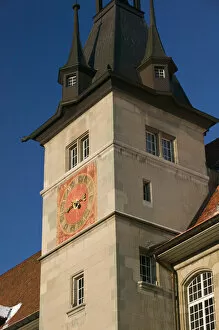 SWITZERLAND-(Vaud)-LAUSANNE: Palais de Rumine Clock Tower / Winter / Morning