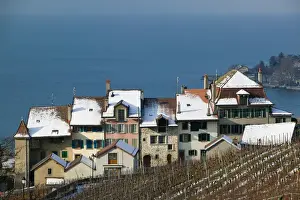 Housing Prints: SWITZERLAND-(Vaud)-Swiss Riviera-EPESSES: Town View / Winter Corniche de Lavaux