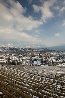 Images Dated 17th February 2005: SWITZERLAND-(Vaud)-Swiss Riviera-VEVEY: Hillside view of VEVEY / Winter Shore of Lake