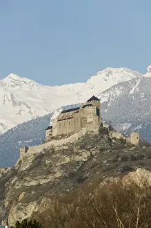 SWITZERLAND-Wallis / Valais-SION: Basilique de Valere (12th century) & Snow Covered