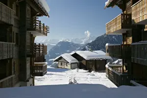 Lodging Prints: SWITZERLAND-Wallis / Valais-VERBIER: Ski Resort / Winter Ski Chalets / Daytime