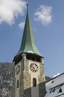 Images Dated 23rd February 2005: SWITZERLAND-Wallis / Valais-ZERMATT: Town Parish Church / Daytime / Winter