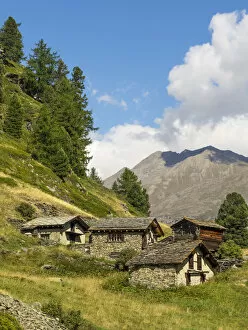 Switzerland Collection: Switzerland, Zermatt, Zmutt, homes along trail