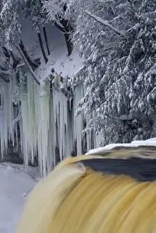 Claudia Adams Prints: Tahquamenon Falls, Ice & Snow Detail;Tahquamenon Falls State Park;Near Paradise