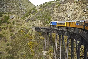 Taieri Gorge Train on Viaduct, near Dunedin, South Island, New Zealand