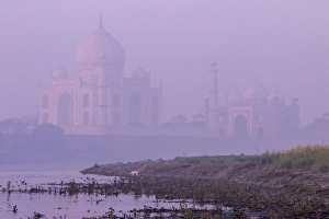 15th Century Prints: Taj Mahal in morning mist. Agra. India